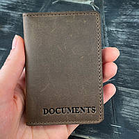 Кожаная обложка на права или паспорт нового образца с натуральной кожи в коричневом цвета