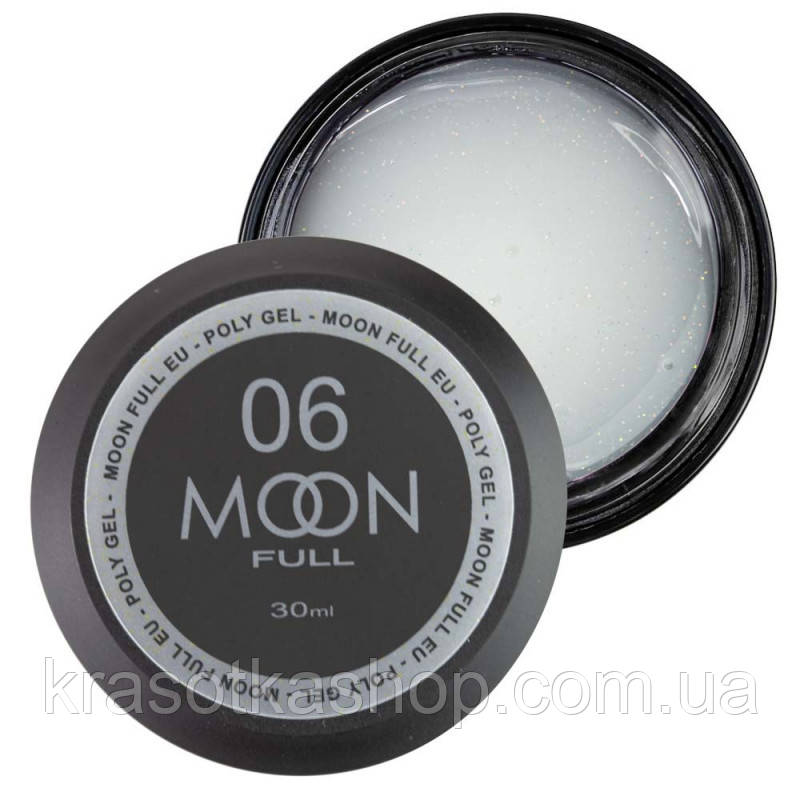 Полігель для нарощування Moon Full Poly Gel №06 молочний із шиммером, 30 мл, фото 1