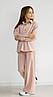 Класичний костюм для дівчинки брюки палаццо та сорочка (134-158см) | Костюмна тканина | Колір пудра, фото 2