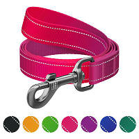 Поводок для собак нейлоновый WAUDOG Nylon Mono светоотражающий, розовый, размер S (15 мм), длина 122 см