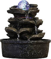 Маленький скальный фонтан Zen'light из полирезина, темно-коричневый, 20 x 20 x 23 см.
