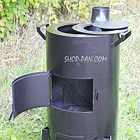 Печь-буржуйка SHOP-PAN 3 мм с варочной поверхностью на дровах для внутреннего обогрева помещений