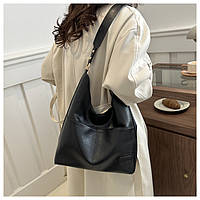 Модная женская сумка через плечо, универсальная, повседневная сумка-мешок. Черная