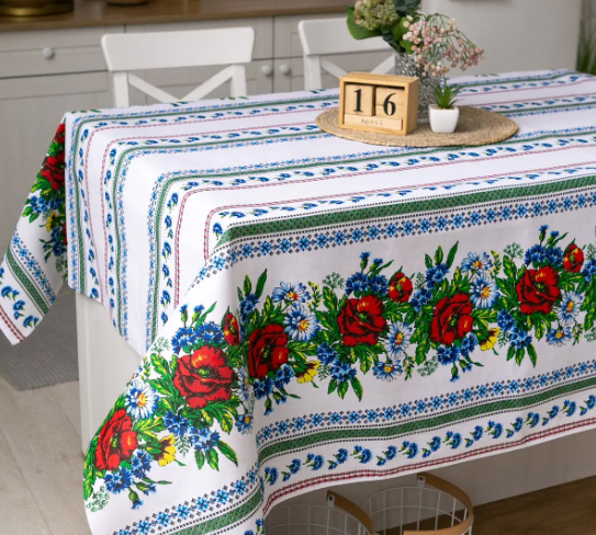 Скатертина лляна на розкладний стіл 220х150, фото 1