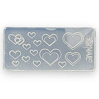 Молд (трафарет, форма) силиконовый, для объёмного дизайна ногтей (4х2 см) Сердечки - 1