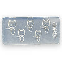 Молд (трафарет, форма) силиконовый, для объёмного дизайна ногтей (4х2 см) Котик - 11