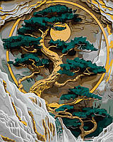 Картина за номерами 40×50 см Kontur. Золотий бонсай з фарбами металік DS0602