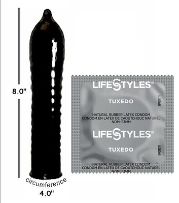 Латексний презерватив чорний 1 шт. LIFESTYLES TUXEDO Black класичної форми з рівними стінками(упаковка може відрізнятися кольором