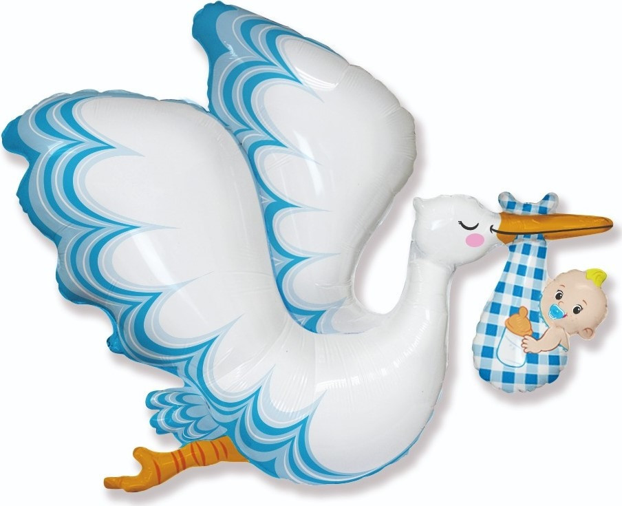 Фольгована кулька Лелека з хлопчиком 70х90см (35") | Flexmetal