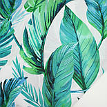 Лоскуток.Бязь "Листя пальм" на білому No 3286, 95*160 см, фото 2