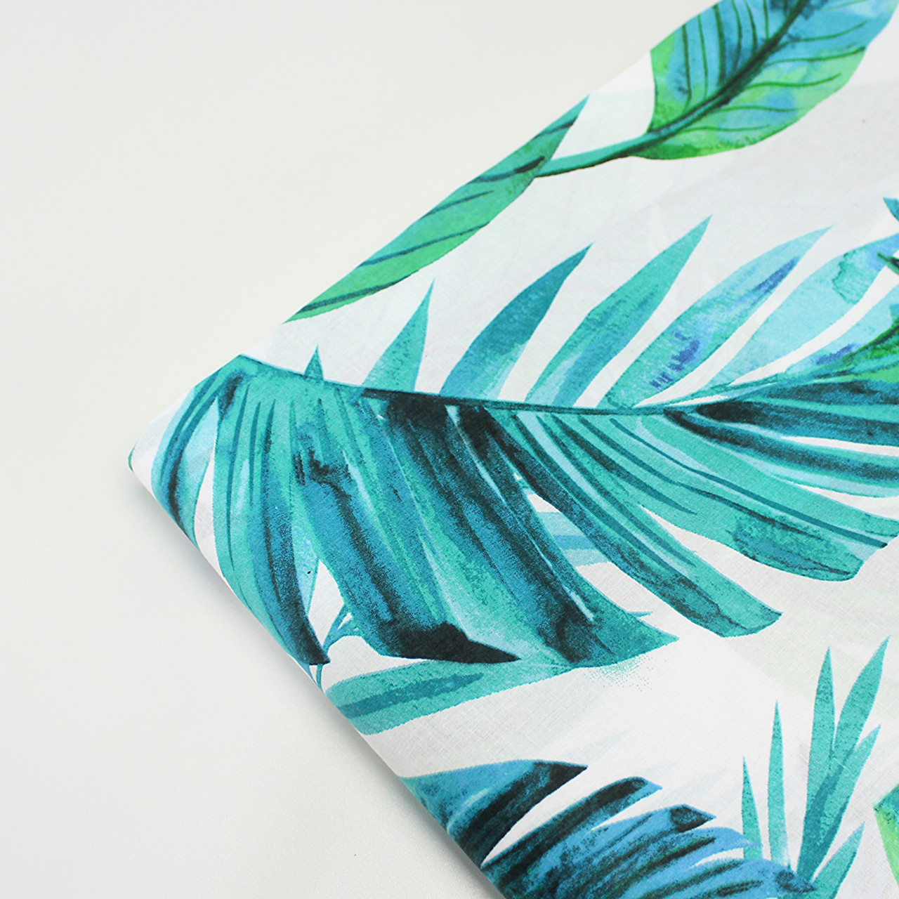 Лоскуток.Бязь "Листя пальм" на білому No 3286, 95*160 см, фото 1