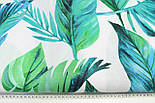 Лоскуток.Бязь "Листя пальм" на білому No 3286, 95*160 см, фото 5