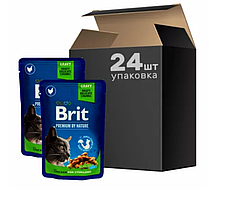 Brit Premium Cat pouch 100г *24шт для стерилізованих кішок (шматочки курки)