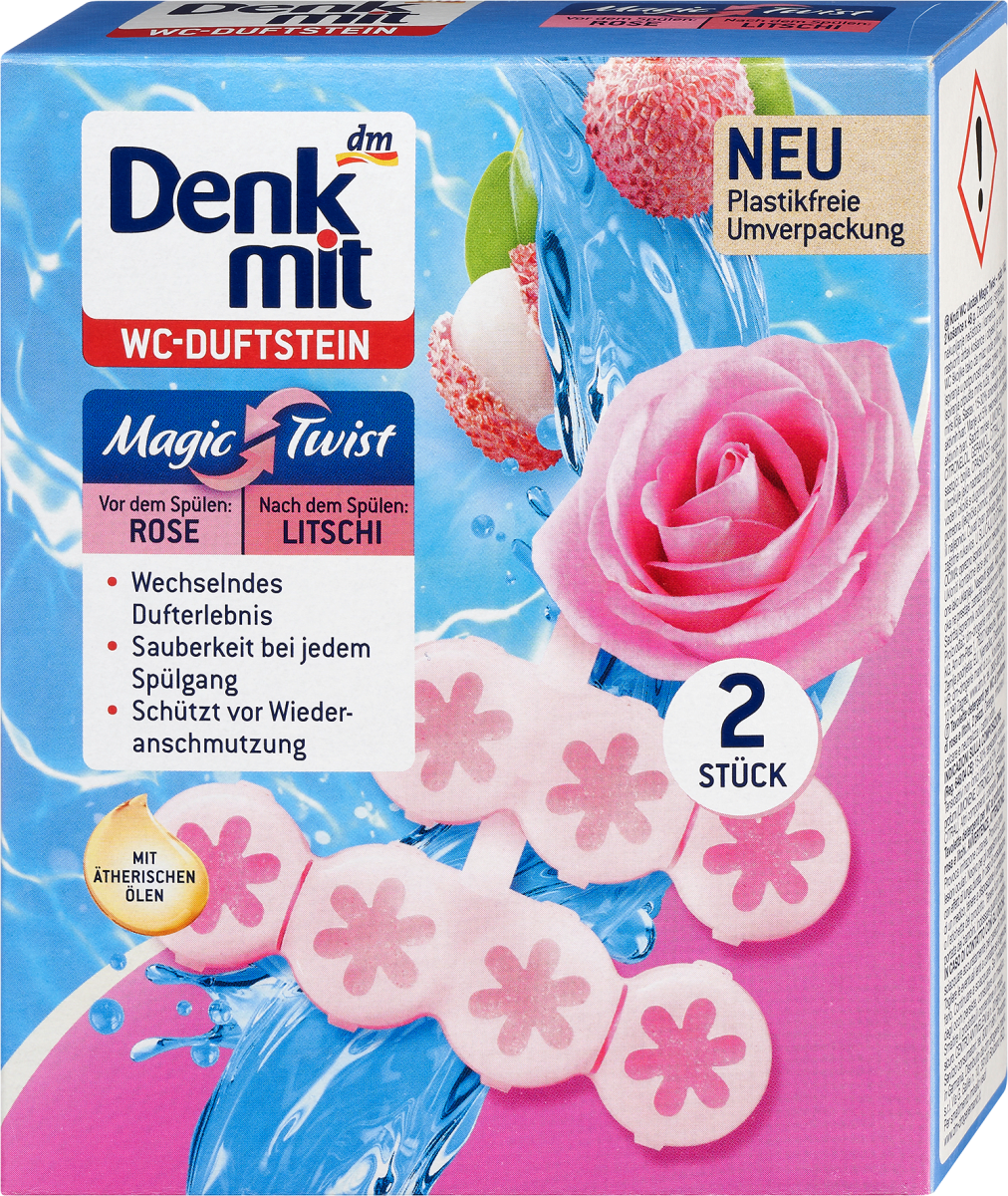 Туалетні блоки для унітазу Denkmit Magic Twist (Троянда-Лічі) 2 шт.