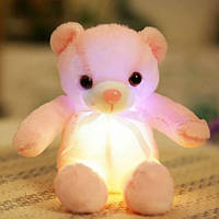 Мягкая игрушка ночник Мишка с подсветкой 30 см розовый
