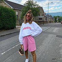 Женские базовые повседневные летние свободные шорты велюр (серый, бежевый розовый) размер 42-46