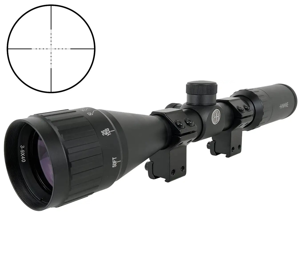 Приціл Hawke Fast Mount 3-9x40 AO Mil Dot + кільця ластівчин хвіст на 11 мм