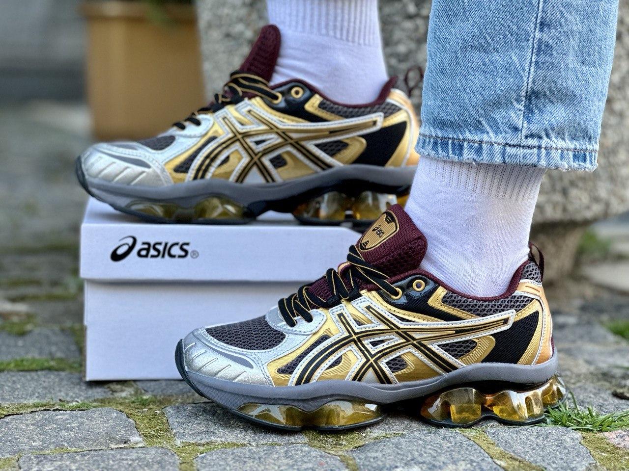 Чоловічі кросівки Asics Gel-Quantum Kinetic Gold Silver (Золоті) Взуття Асікс Гель Квантум сітка текстиль шкірян вставки демісезон, фото 1