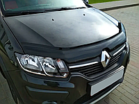 Дефлектор капота на Renault Logan II седан 2013 -2020, универсал 2013-2022 евро крепеж . Мухобойка