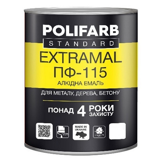Емаль алкідна Polifarb ExtraMal ПФ-115 жовта 2.8 кг, фото 1