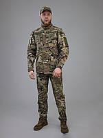 Тактический костюм ВСУ рип-стоп Мультикам, Армейский костюм мультикам с липучками под шевроны для военных
