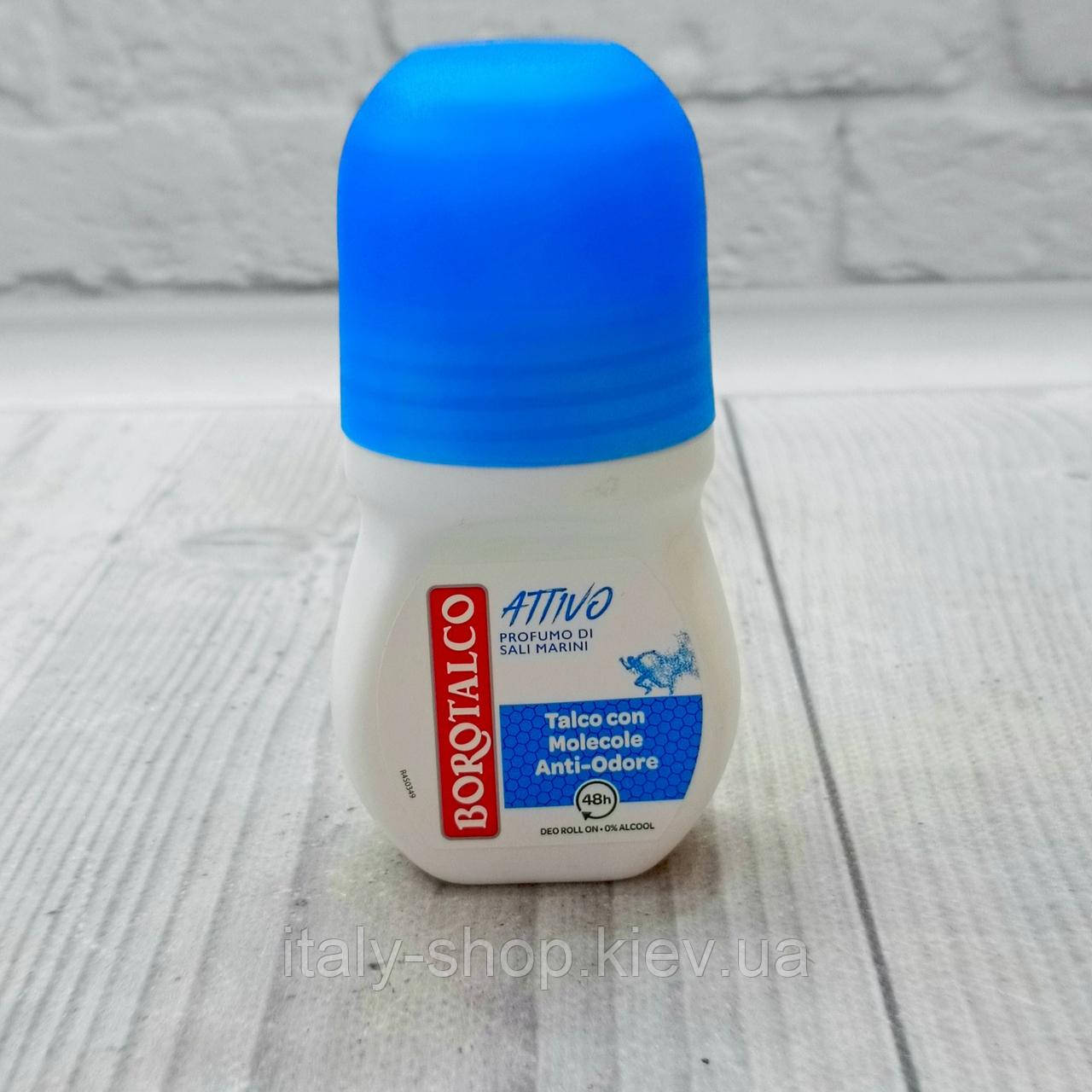 Дезодорант кульковий Borotalco Attivo Profumo di Sali Marini odor-converter Deo Roll On 50 мл Італія, фото 1