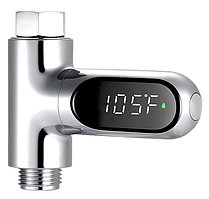 Хромований проточний термометр СТ85 від 5°C до 85°C з LED-дисплеєм, Цифровий термометр для душу, крана