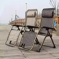 Раскладное кресло-лежак 170×70×65см с сетчатой основой, Садовый шезлонг с плавной регулировкой в 3 режимах