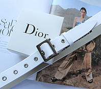 Женский ремень Dior пряжка темный никель ширина 2.8 см белый