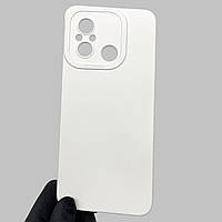 Чехол для Xiaomi Redmi 12C однотонный силиконовый с микрофиброй с защитой камеры на сяоми редми 12с белый