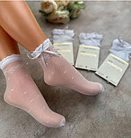 Шкарпетки капронові білі дитячі підліткові для дівчинки