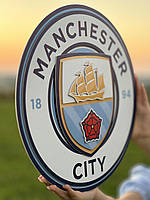 Объёмная эмблема ФК "Манчестер Сити", FC Manchester City, 40х40 см, футбольный декор.