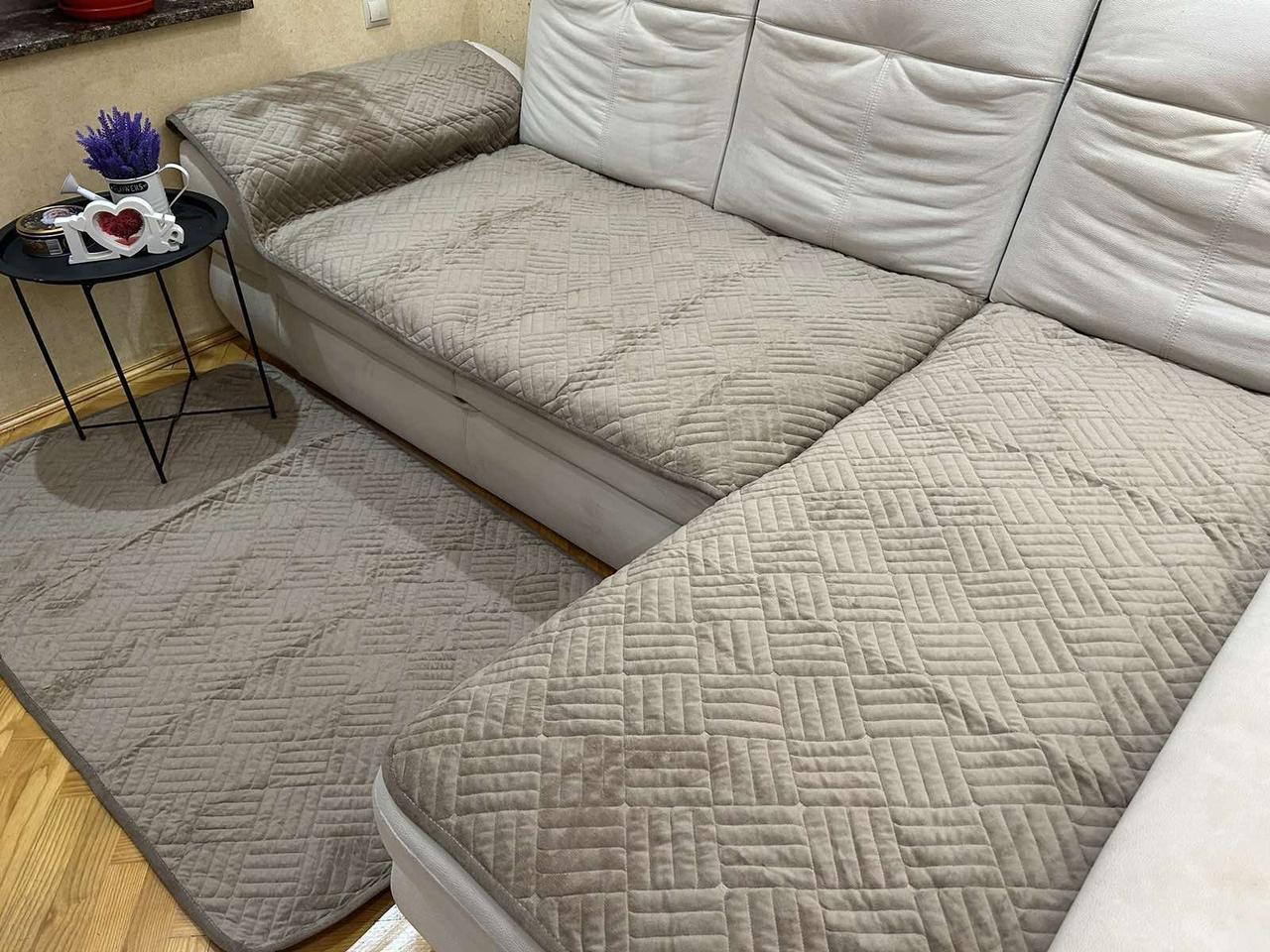 Накидки дивандеки на диван та крісла багатофункціональні 3 в 1 Сірий узор