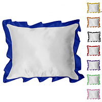 Подушка атласная прямоугольная 35х45см. для сублимационной печати с цветными рюшками
