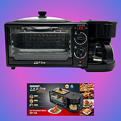Багатофункціональна духовка настільна для кухні 3в1 Zepline ZP-116 Електрична піч кавоварка гриль