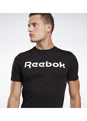 Футболка чоловіча Reebok GS Linear Re S Black/White, фото 4