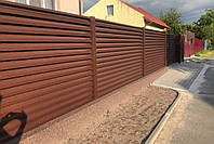Забор ЖАЛЮЗИ металлический коричневый 8017 тип "Classic" ( 40/120 мм) одностороннее, двухстороннее покрытие