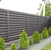 Штакетник в стиле жалюзи ранчо забор металлический коричневый двухсторонний евроштакетник