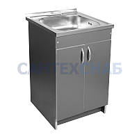 Тумба з мийкою 50х50 неіржавкої для кухні із сифоном Антрацит