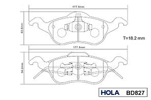 Колодка гальмівна передня 4 шт Ford Focus FDB1318  HOLA BD827 Форд Фокус, фото 2