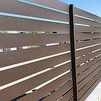 Паркан Ранчо 100мм темно -коричневий 8019 горизонтальний металевий односторонній заповнення