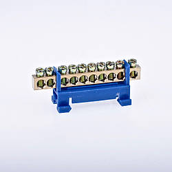 BC-510 6х9 10 отворів. Нульова шина з ізолятором на Din-рейку