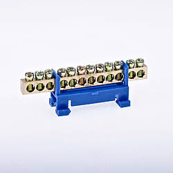 BC-512 6х9 12 отворів. Нульова шина з ізолятором на Din-рейку