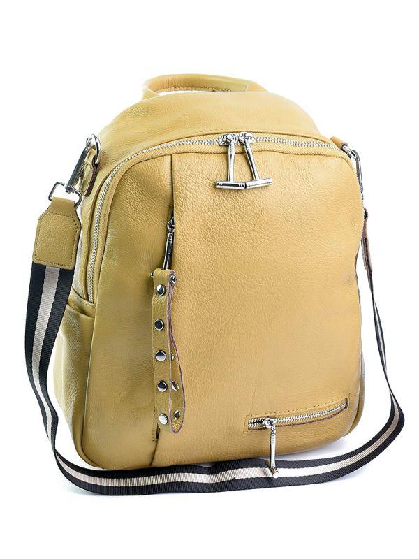 Жіночий шкіряний рюкзак 2024-9 Yellow. Купити жіночі рюкзаки гуртом і в роздріб із натуральної шкіри в Україні