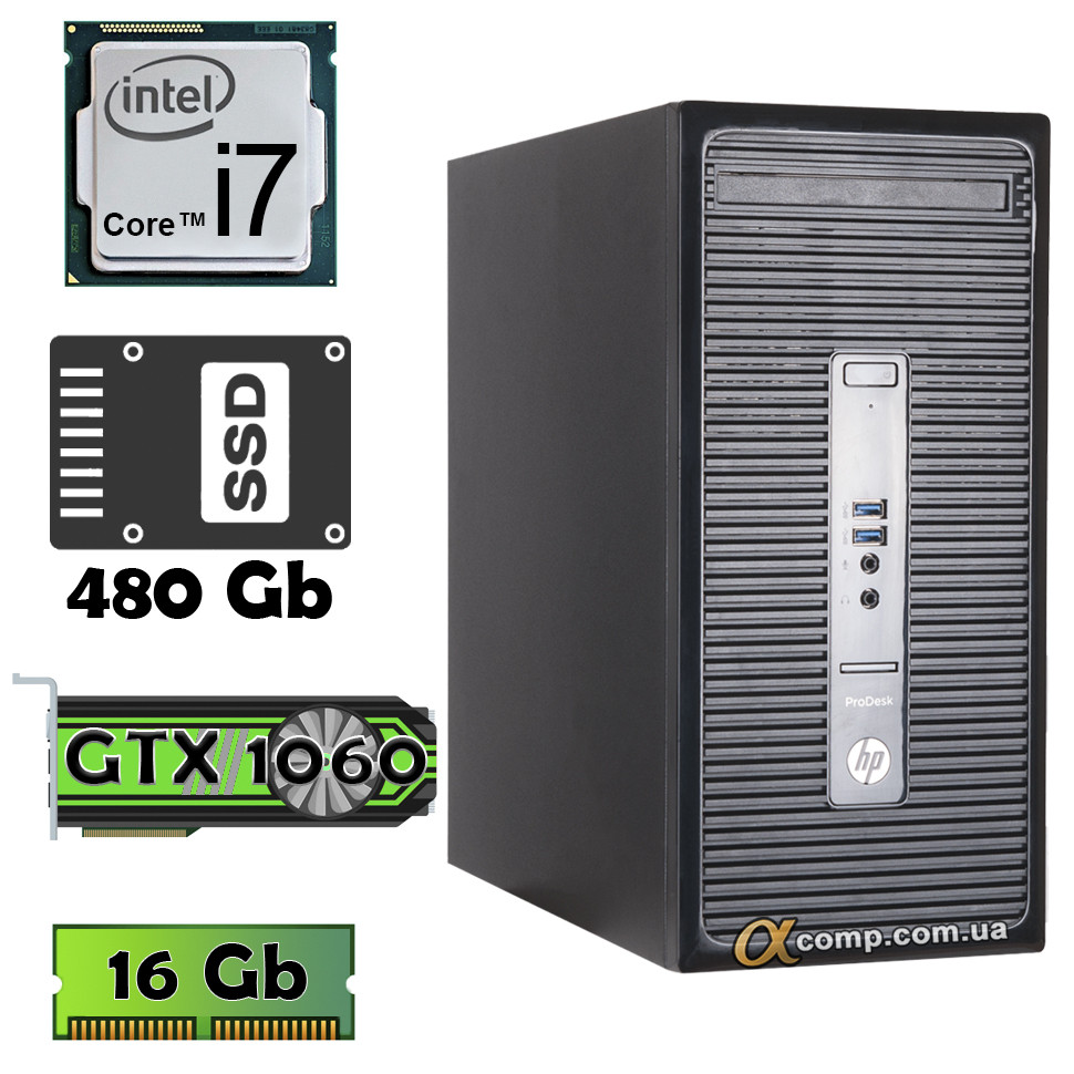 HP ProDesk 400 G3 (i5 6400 • GTX1060 6Gb • 16Gb • ssd 480Gb) MT