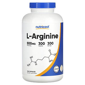 Аргінін Nutricost L-Arginine 500 мг 300 капс.