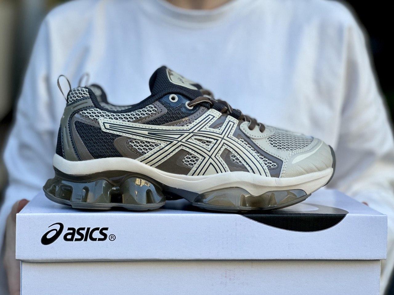 Чоловічі кросівки Asics Gel-Quantum Kinetic Beige Brown (Бежеві) Взуття Асікс Гель Квантум сітка текстиль шкірян вставки демісезон