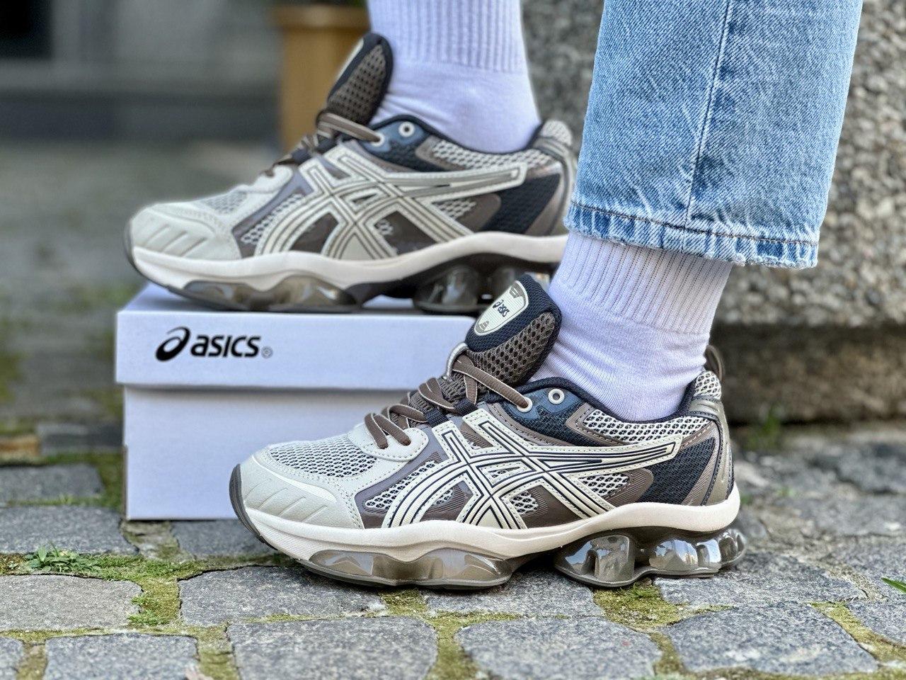 Чоловічі кросівки Asics Gel-Quantum Kinetic Beige Brown (Бежеві) Взуття Асікс Гель Квантум сітка текстиль шкірян вставки демісезон, фото 1