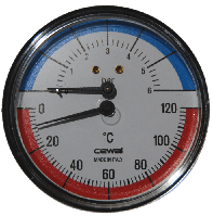 Термоманометр аксиальный Cewal TRP 80 VI (0-6Bar 0-120°C)