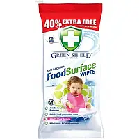 Вологі серветки антибактеріальні для прибирання поверхонь, що контактують з їжею Green Shield FoodSurface(70)